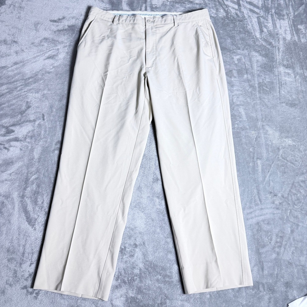 FootJoy Mens 38 Performance Golf Pants Stone Beige‎ FJ Logo Stretch Chino
